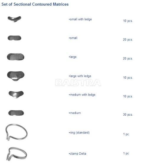 Dental 35 Um Hard Metal Sectional Contoured Matrices 100PCS/Kit + 2 Ring