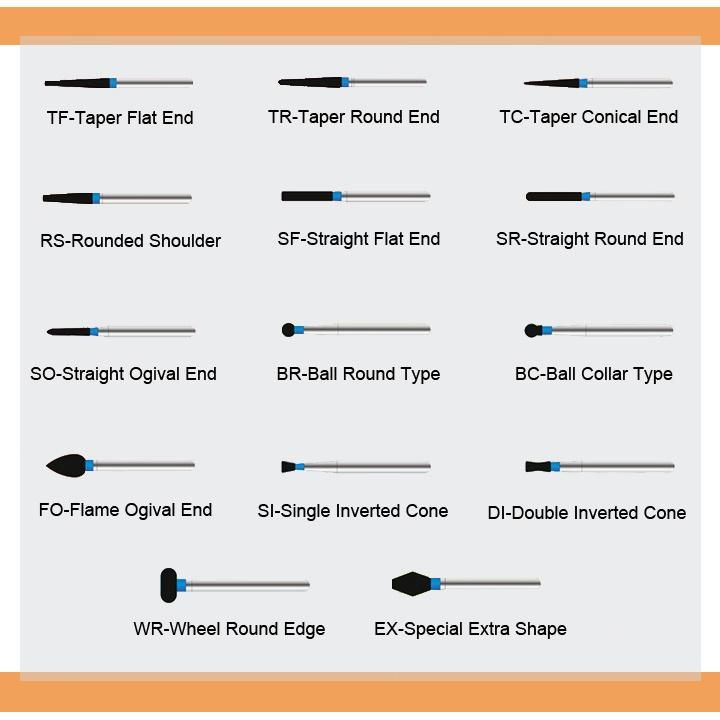 Br-40 Round Shape Fg Shank Diamond Dental Burs 001-016m