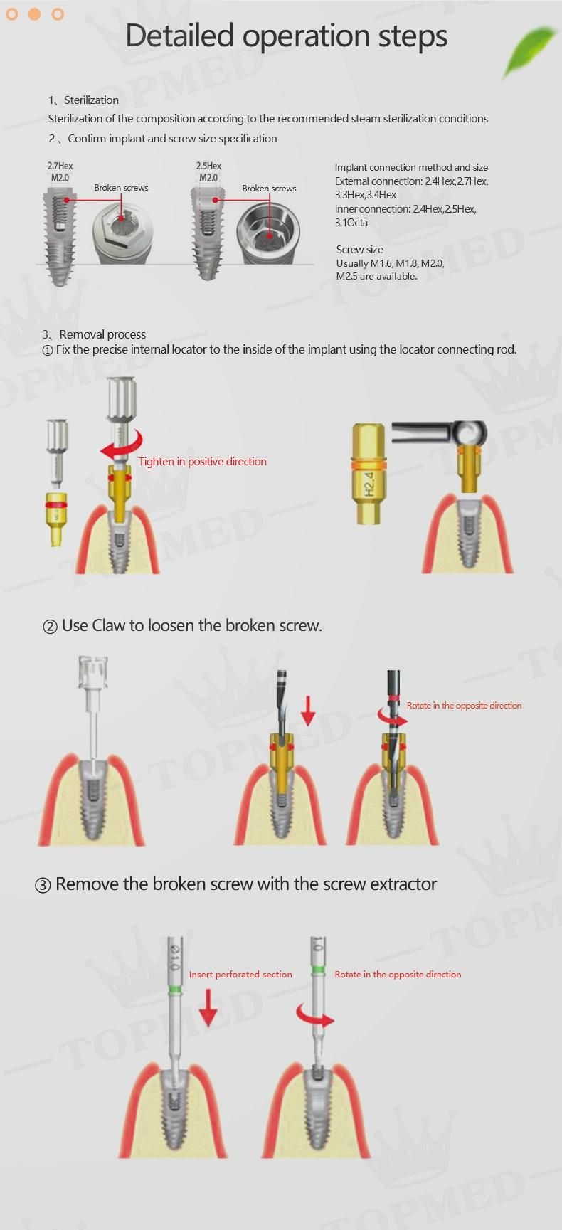 Dental Implant Screw Remover Kit Dental Fixture Screw Remover Kit