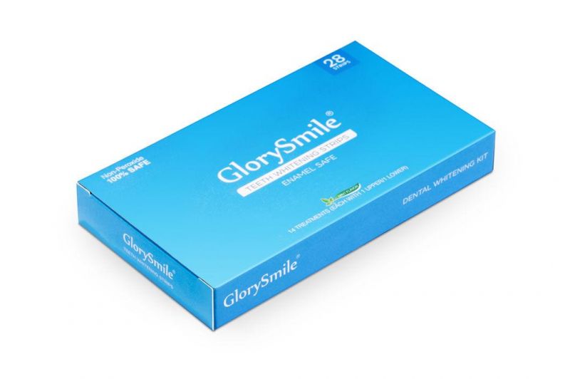 FDA Ce Approved OEM/ODM Glory Smile Dental Bright Custom Service HP/Cp/Pap Gel Blue Non-Peroxide Teeth Whitening Strips