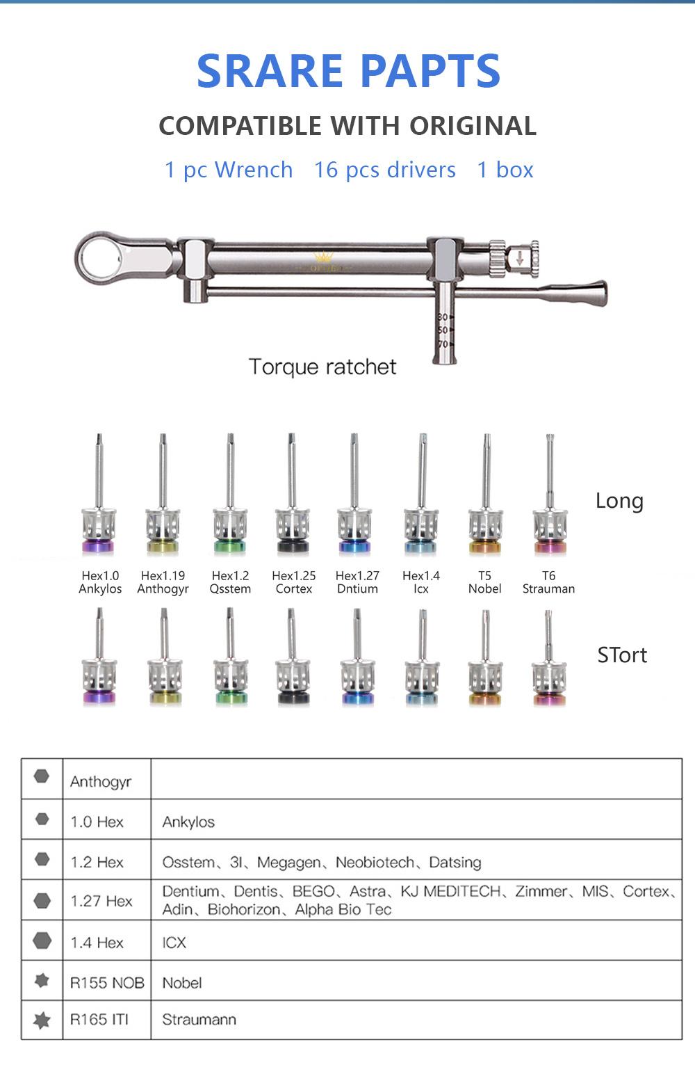 Universal Manual Dental Implant Instrument Restoration Hand Driver Tools Kit