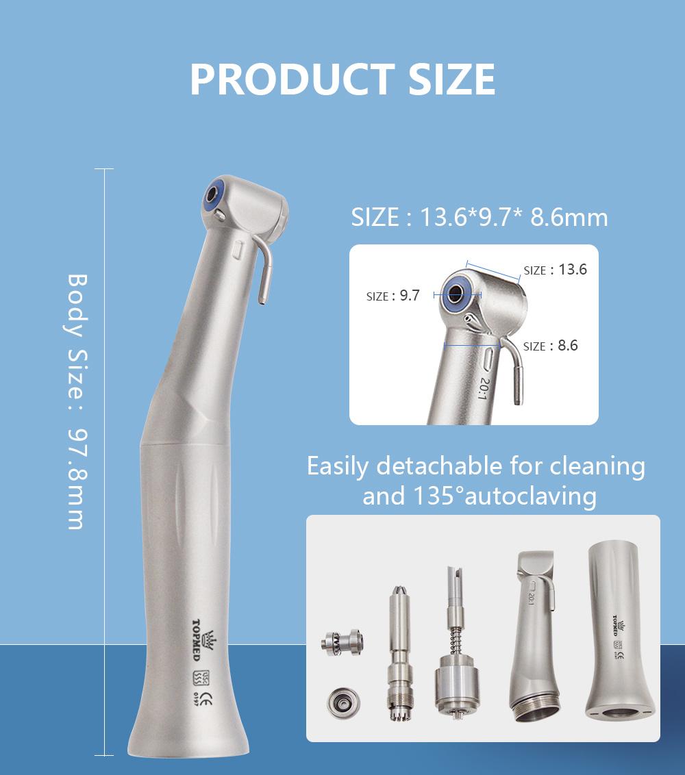 Detachable 20: 1 Implant Contra Angle Dental High Speed Handpiece Without LED