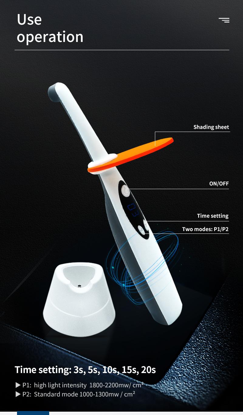 High Quality 3s Tooth Composite LED Colourful Wireless Dental Curing Light