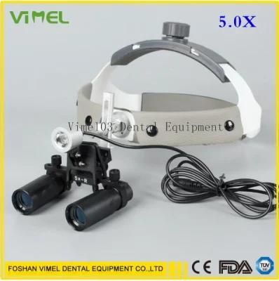 5.0X Dental Surgical Loupe Surgery Operation Surgical Helmet Magnifier with LED Head Light