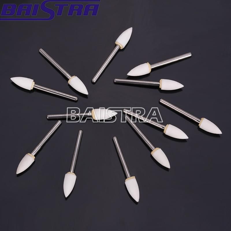 Dental Flame Shape White Stone Polishing Fg Burs 12/Pk Abrasion