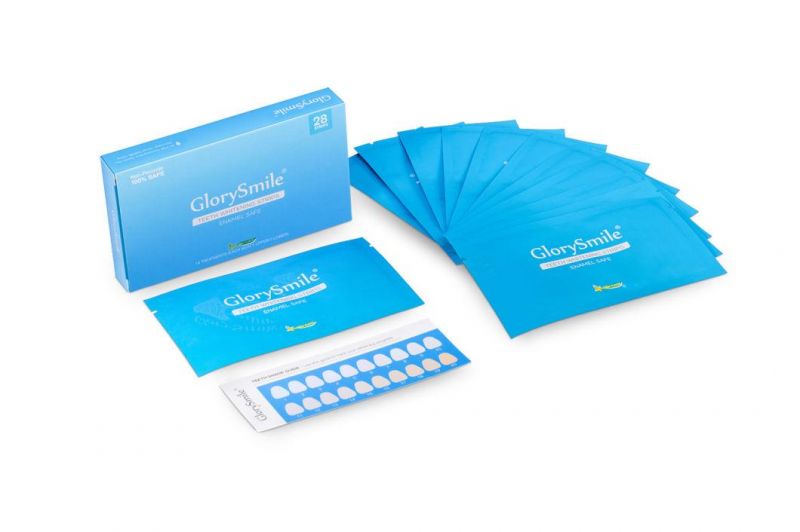 FDA Ce Registered Glory Smile Dental Bright Custom Label Blue Non-Peroxide Teeth Whitening Strips