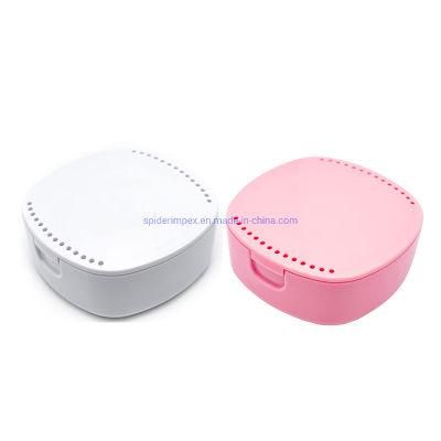 Portable Plastic Dental Orthodontic Retainer Box with Mirror and Vent Holes