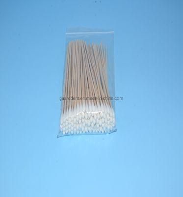 Dental Disposable Medical Supplies 6 Inch Pure Cotton Tip Applicator Wooden Stick