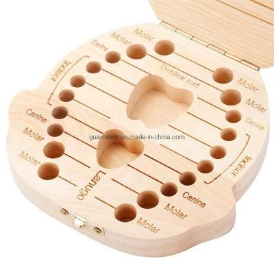 Wholesale Wooden Baby Tooth Keepsake Box Tooth Holder Kids Wood Teeth Milk Case Container