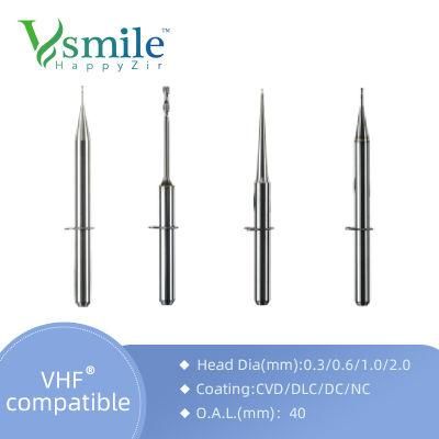 Dental Tools VHF K5 S1 S2 Cadcam Milling Burs for Mill Zirconia PMMA Peek DC Dlc Coating Compatible with VHF Cadcam System