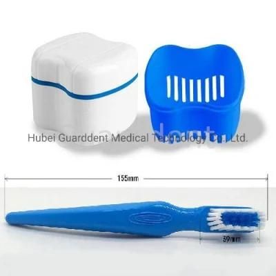 Hot Sale Denture Bath Case with Strainer with Denture Cleaner Brush Rts or OEM
