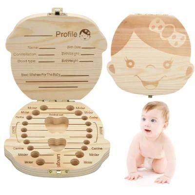 Hot Sale Wooden Milk Teeth Storage Box for Both Boys and Girls