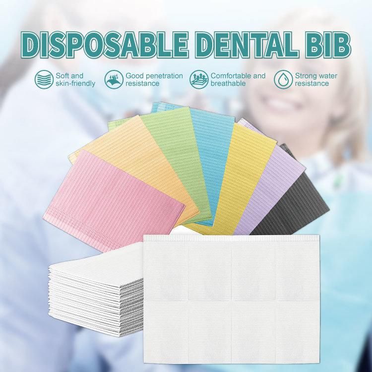 500 Pieces Disposable Pink White Blue Dental Bib Aprons