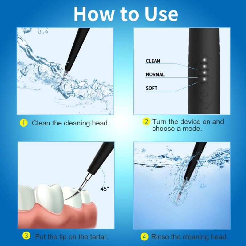 Household Private Label Silicone Ultrasonic Calculus Dissolving Tooth Whitening Cleaner Electric Teeth Cleaner