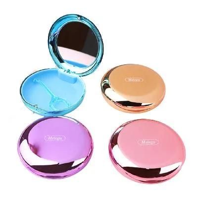 Round Magnetic Closure Dental Retainer Orthodontic Invisible Braces Storage Case with Mirror