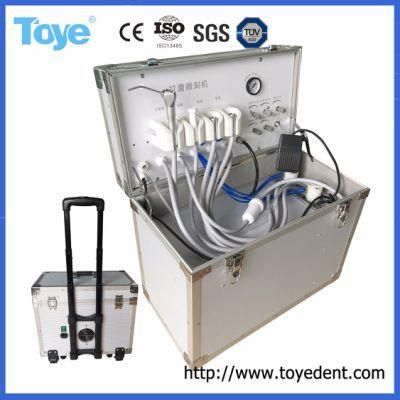 Mobile Box Turbine Portabl Dental Unit with Air Compressor and Suction Unit