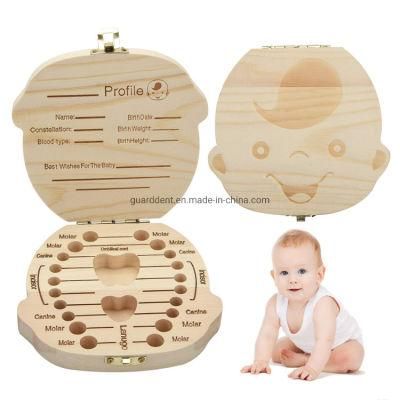 Cute Children Tooth Container Box Wooden Kids Keepsake Organizer Box for Baby Teeth Tooth