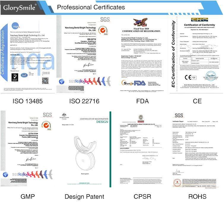 MSDS Registered Manufactory Glory Smile Dental Bright Custom Service Home Use Blue Non-Peroxide Teeth Whitening Strips
