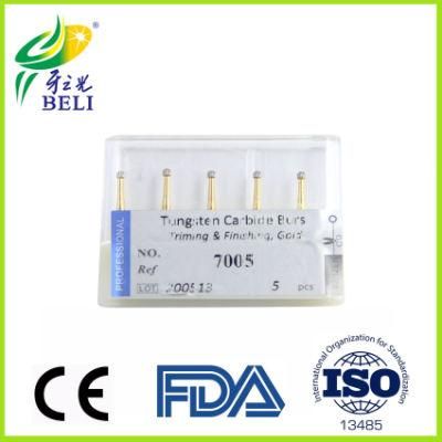 Dental Triming &amp; Finishing Gold Tc Bur / Polishing Burs Dental Tungsten Carbide Burs