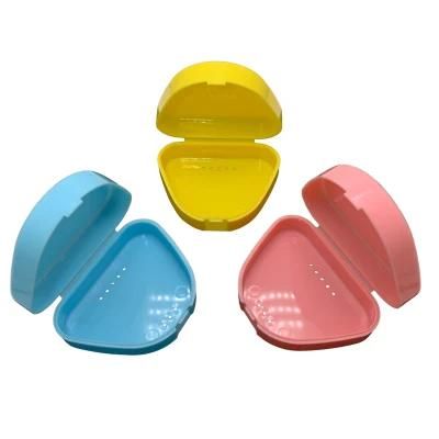 Colorful Cute Dental Triangle Denture Box Plastic Denture Storage Case