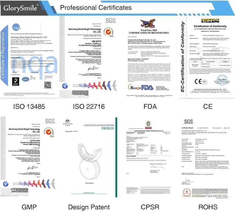MSDS Registered Glory Smile Dental Bright HP/Cp/Pap Gel Private Logo OEM/ODM Manufactory Bamboo Charcoal Teeth Whitening Strips