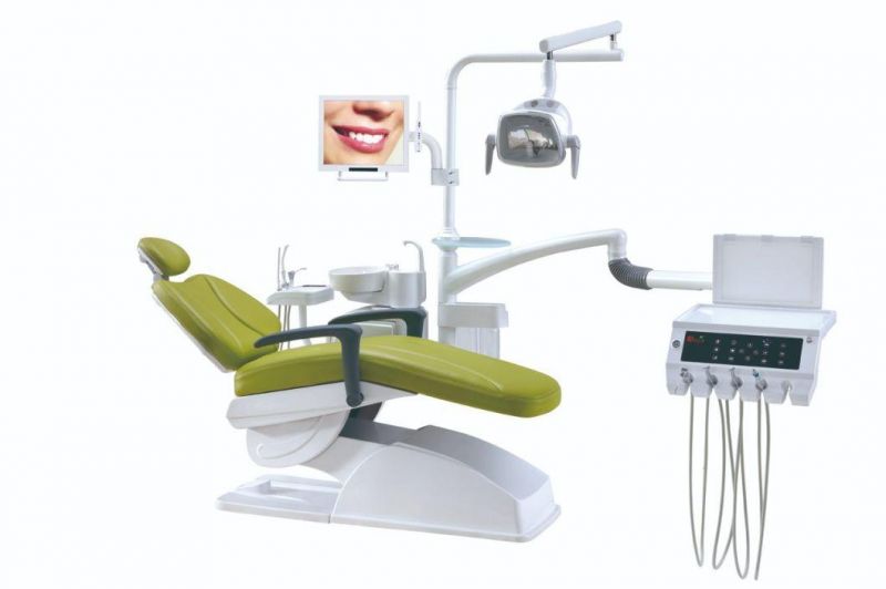 Imported Leather Cushion Dental Chair Unit with Double Armrests