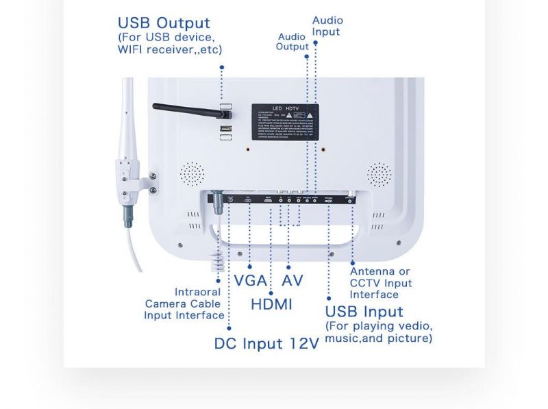 Da-100 Dental Equipment: Intraoral Camera and 17-Inch Monitor