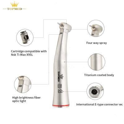 Medical Supply Dental Equipment 1: 5 Increasing Contra Angle Push Button Fiber Optic Handpiece