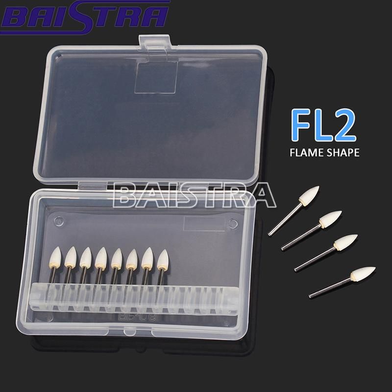 Dental Flame Shape White Stone Polishing Fg Burs 12/Pk Abrasion