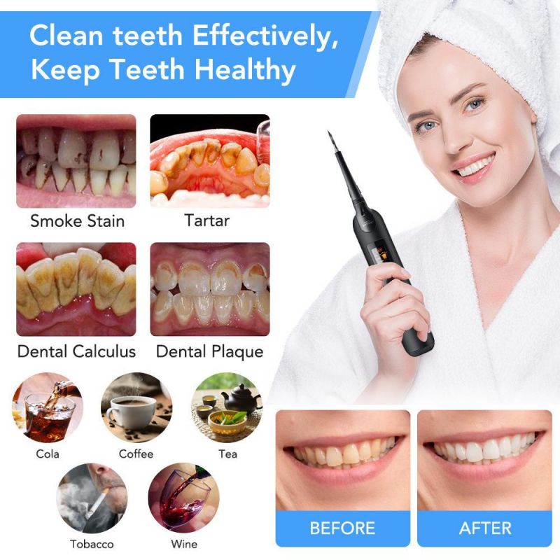 Household Private Label Silicone Ultrasonic Calculus Dissolving Tooth Whitening Cleaner Electric Teeth Cleaner
