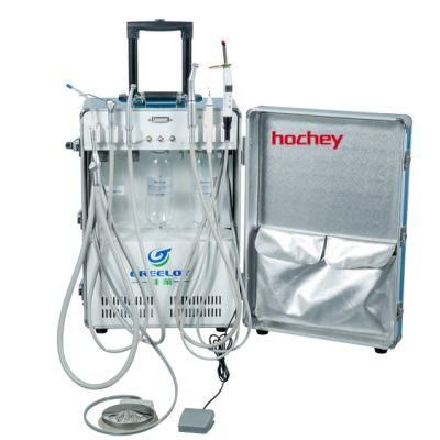 Hochey Medical Factory Price Silent 600W Portable Cure Suction Mobile Chair Dental Unit with Compressor Saliva Ejector