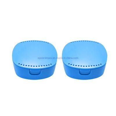 Portable Blue Dental Orthodontic Braces Storage Case with Mirror for Travel