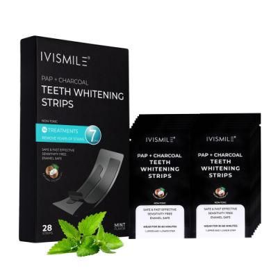 Ivismile Enamel Safe and Fast Dental Charcoal 28 Advanced Teeth Whitening Strips Wholesale