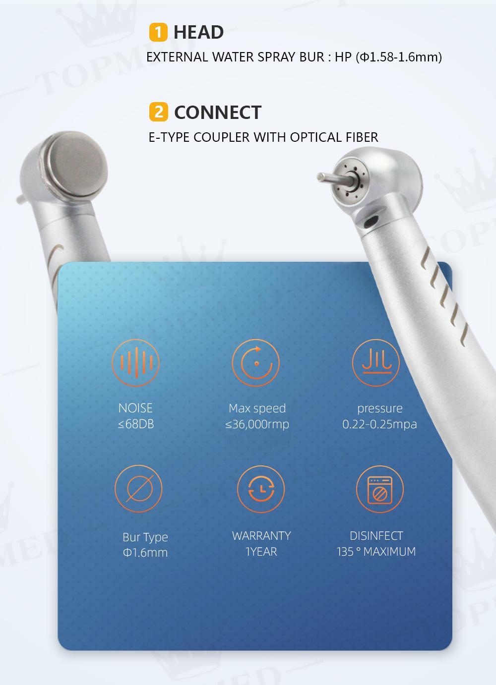 Quick Coupling Fiber Optic High Speed Turbine Dental LED Handpiece