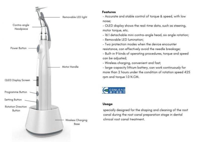 FDA CE Approved Electric Endo Motor, with Real-Time Feedback Technology and Dynamic Torque Control