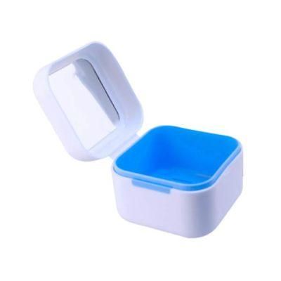 Fashion Design Square Shape Denture Case with Mirror False Teeth Case