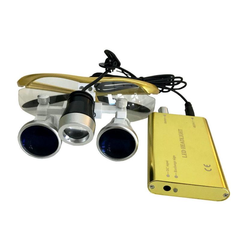 Dental Factory Supply LED Light Headlight Dental Loupe 2.5X/3.5X Glass Magnifier