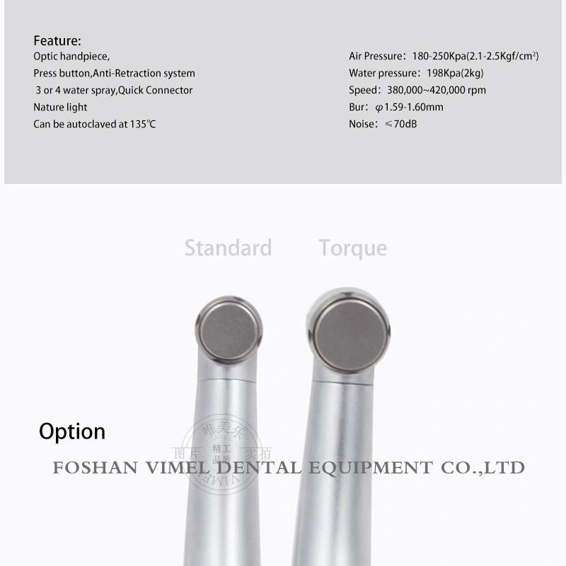 Dental NSK Style Optical Fiber Anti-Retraction Handpiece Push