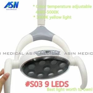 Floor Standing Type 9 LEDs Dental Lamp with Sensor Oral Light Lamp Color Temperature Adjustable for Surgery