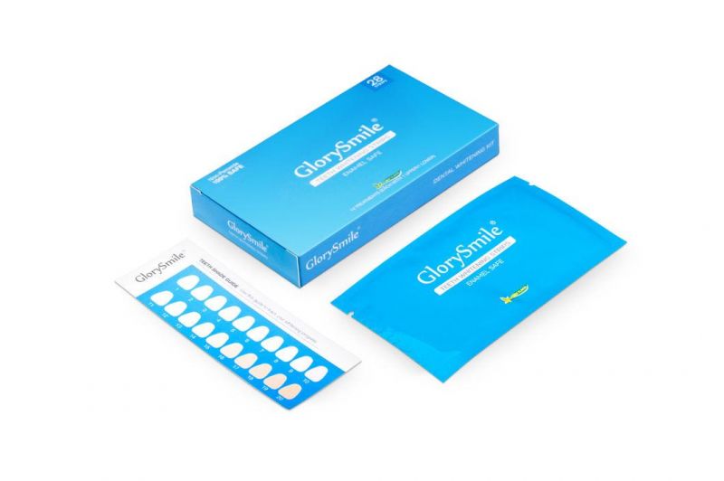 FDA Ce Registered Glory Smile Dental Bright Custom Label Blue Non-Peroxide Teeth Whitening Strips