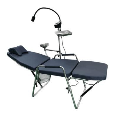Dental Folding Chair with Turbine Unit LED Light Removable Spittoon Weak Suction Folded Portable Dental Chair