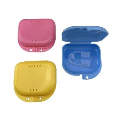 Blue Retainer Box with Hole Dental Retainer Box False Tooth Box Retainer Box with Customized Logo