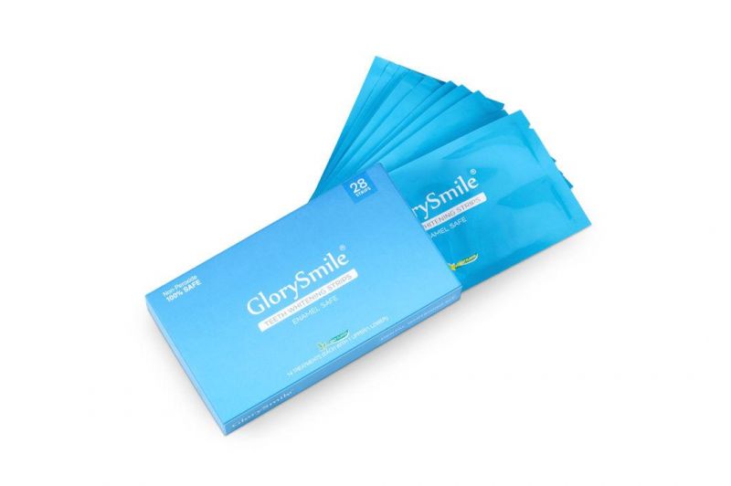 MSDS Cpsr Approved Dental Bright Manufactory Glory Smile Home Use Custom Logo Blue Non-Peroxide Teeth Whitening Strips