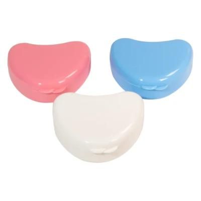 Colorful Plastic Heart-Shape Portable Dental Storage Box/Denture Box/ Dental Orthodontic Retainer Case Box