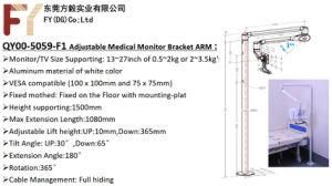 0037 Factory Hot Sell Hospital LCD Arm Rotatable TV Shelf Displayer Shelving Touch Screen Holder