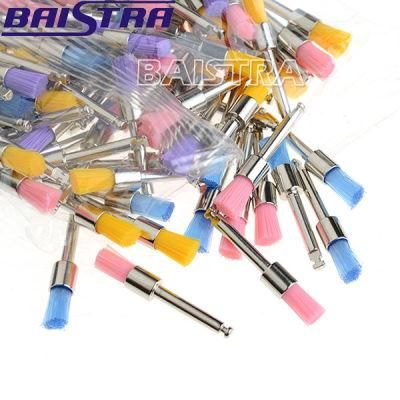 Dental Material Flat Type Nylon Colorful Polishing Prophy Brush for Sale