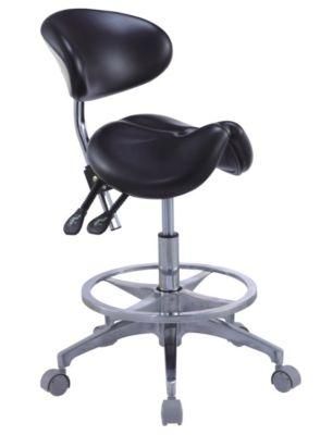 China Ergonomic Dental Clinic Furniture Chair Unit Doctor Nurse Assistant Saddle Desk Stool with Adjustable Height Backrest Wheel
