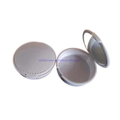 Logo Customized Plastic Round Dental Mouth Guard Storage Braces Aligner Box with Mirror