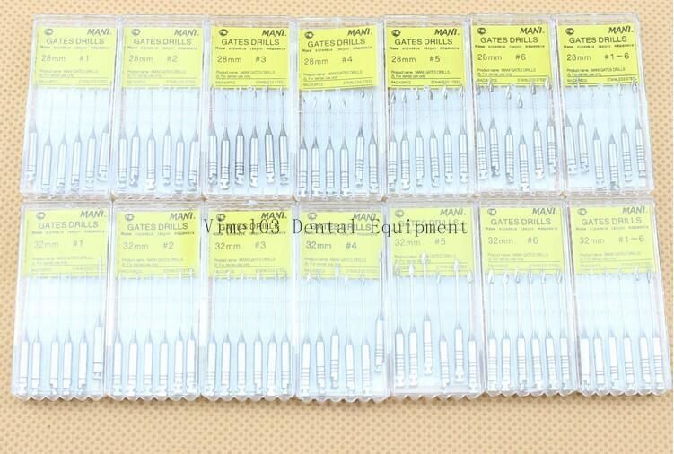 Dental Stainless Steel Endodontic Drills of Screw Post #1-#6 Reamers