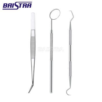 Stainless Steel Dental Cleaning Tools Kit Tweezers Probe Mirror